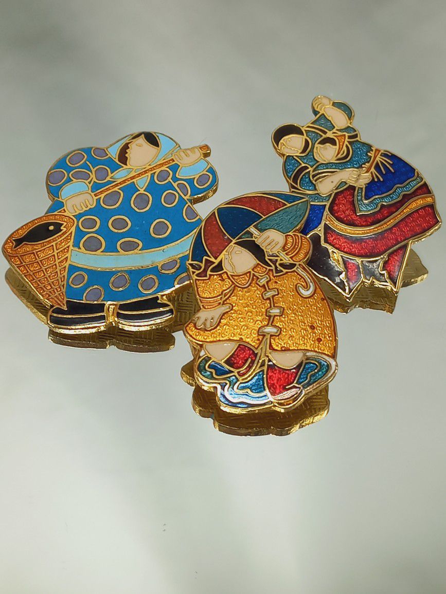Barbara Lavallee Enameled Cloisonne Brooches