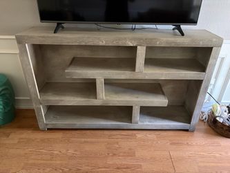 Gray TV Stand with Open Shelves