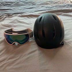 Skiing  Helmet and Goggles