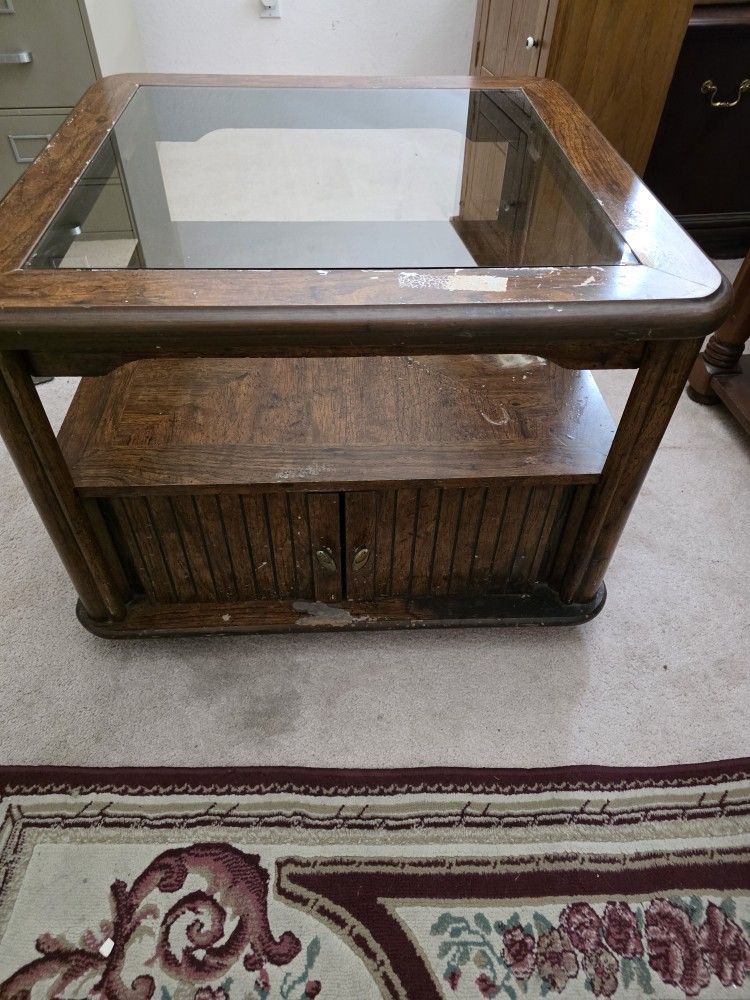 1960's End Table With Storage