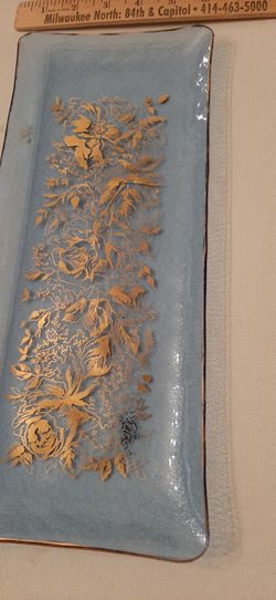 Vintage Decorative Blue & Gold Tray