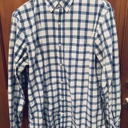Old Navy Button Down Shirt Men’s XL Tall Blue & White Plaid Long Sleeve, Like New