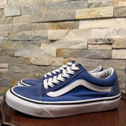 Unisex M 6 W 7.5 Vans Old Skool sneakers blue suede & canvas Skateboarding EUCm