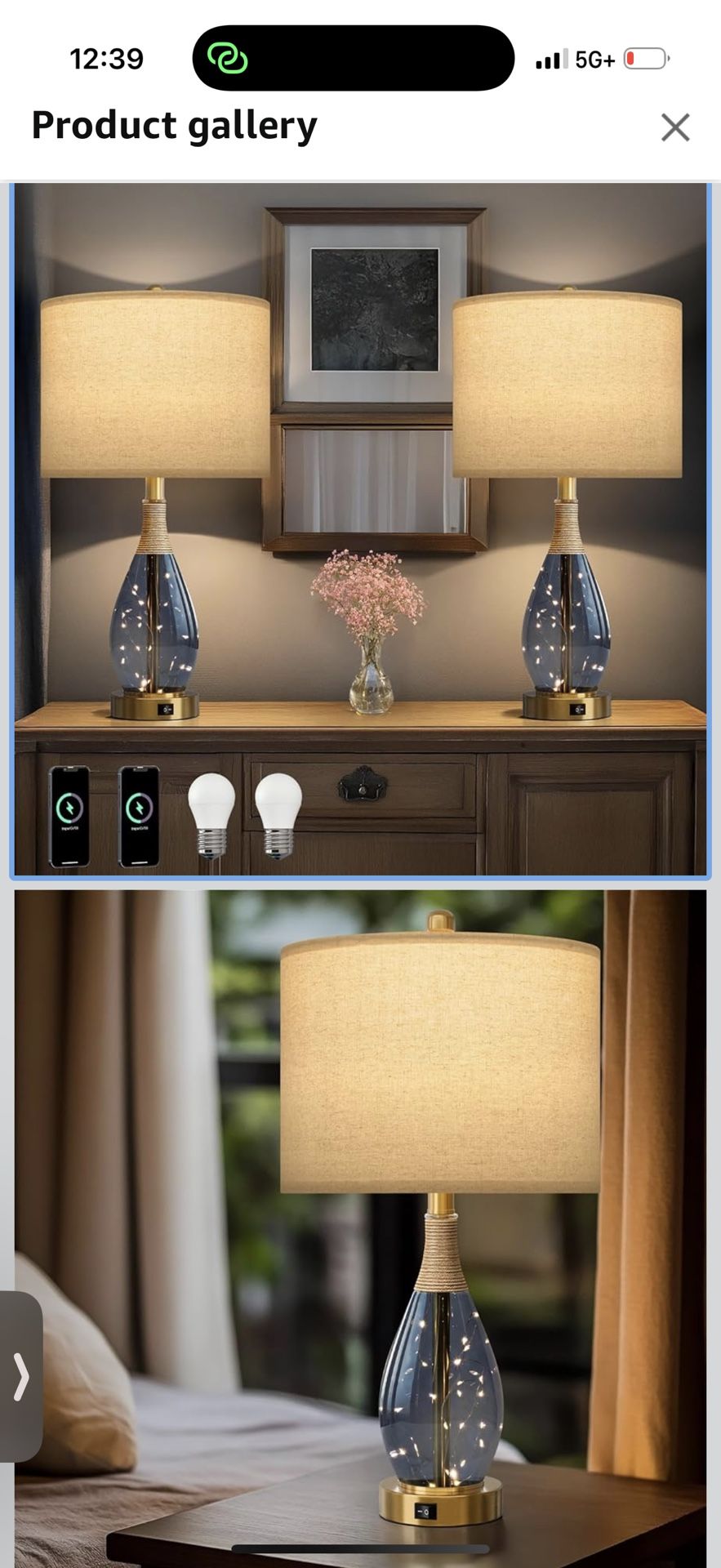 OYEARS 23" Table Lamps for Living Room Set of 2 Bedside Lamps for Night ...
