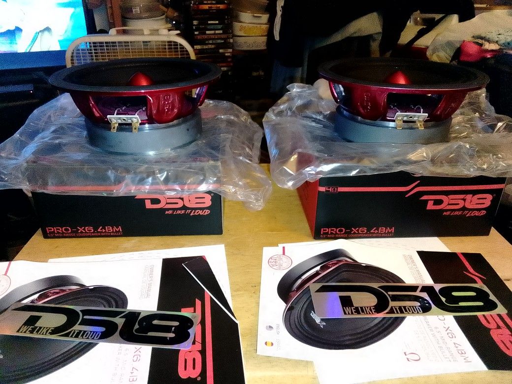 Brand New DS18 PRO - X6.4BM 6.5" Mid-Range Loudspeaker With Bullet 4 Ohms 250 Watts RMS Power 500 Watts Peak Power Each Mid-Range 