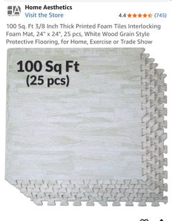 Foam Mat - 100sqft - White Grain - used once, comes with box