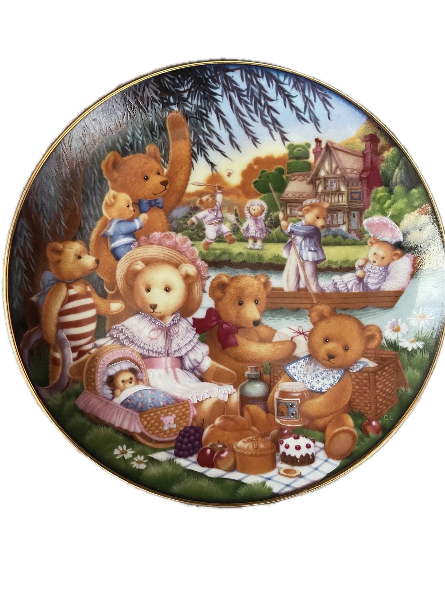 Teddy Bear Picnic Limited Edition Porcelain Plate Franklin Mint by Carol Lawson