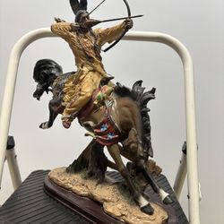 Native American On Horse, Hunting Statue