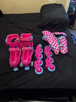 Kids Convertible Roller Skates Pink and Blue
