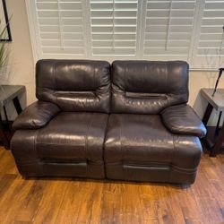 2-Piece Brown Leather Recliner Set – Still Comfortable, Must Go ASAP