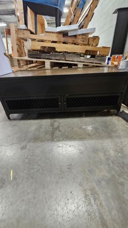 Vintage industrial lift-top reclaim wood and distress steel coffee table