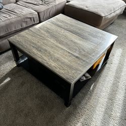 Square Coffee Table With 2-Tier Storage