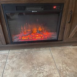 Modern Farmhouse TV Stand with Electric Fireplace & Barn Doors