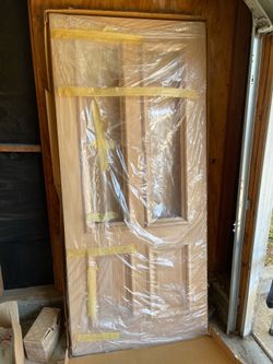 New Caoba Unfinished Oak Entry Door 36” x 80” + Baldwin Hardware