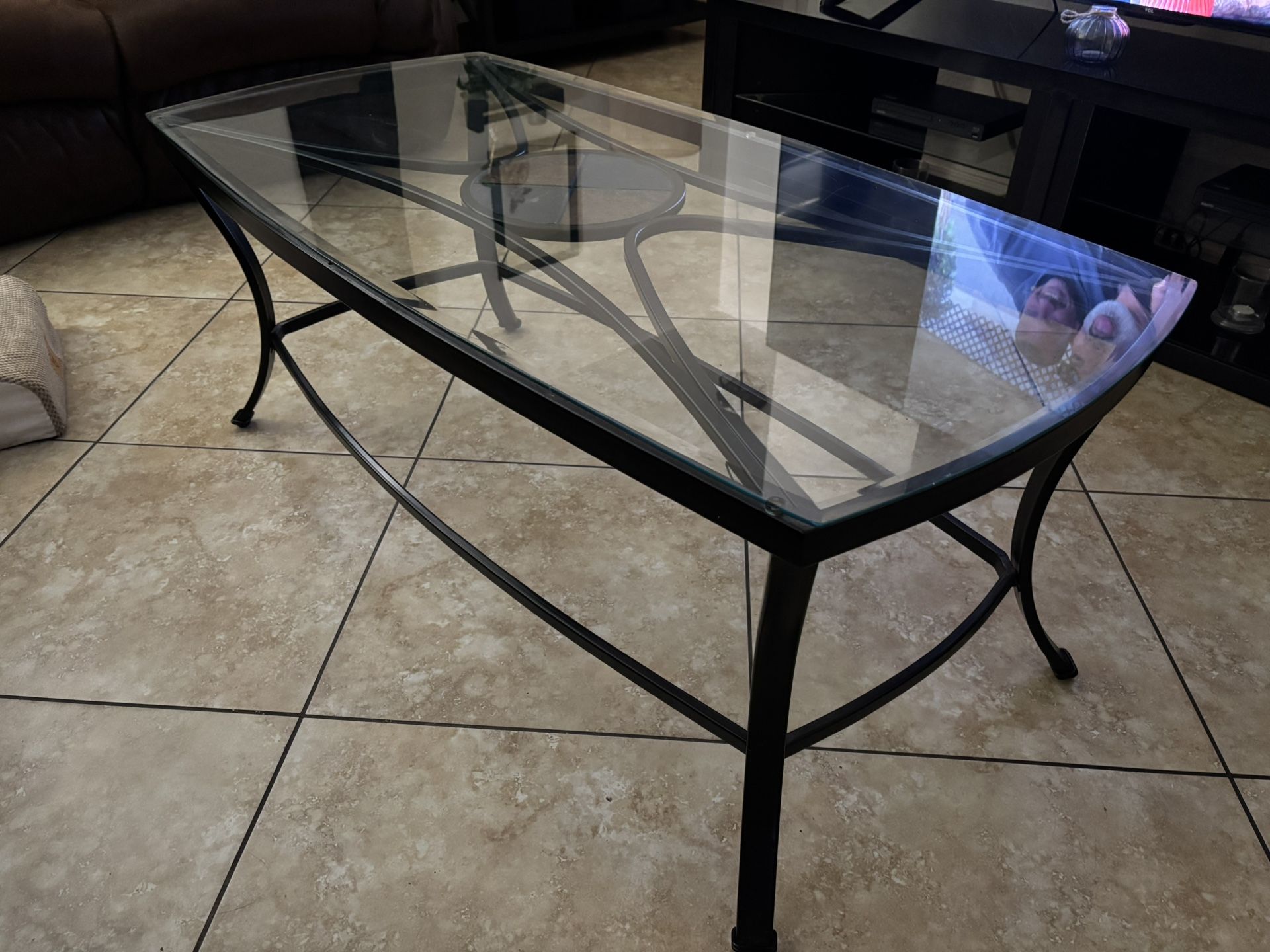 Glass coffee table and end table $30