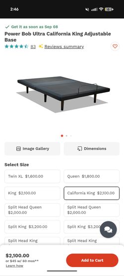 Cal king Ultra adjustable base