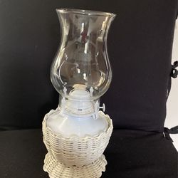 Lamplight Farms White Wicker Oil Lamp