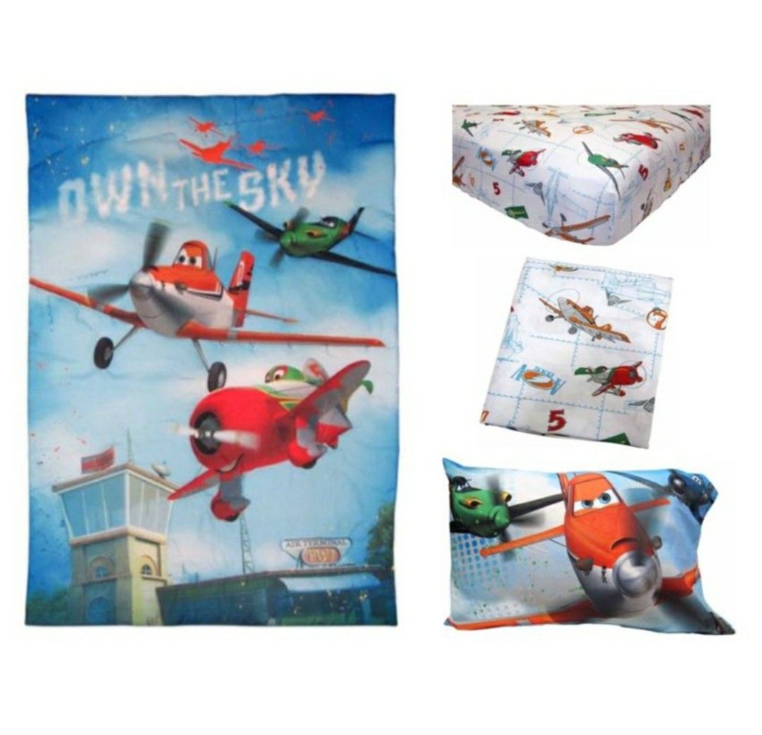 Toddler Disney Planes "Own the Sky" 4-Piece Bedding Set NEW