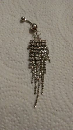 Silver tone and rhinestone Navel Ring