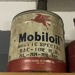 Vintage Mobiloil 5 Gallon Can
