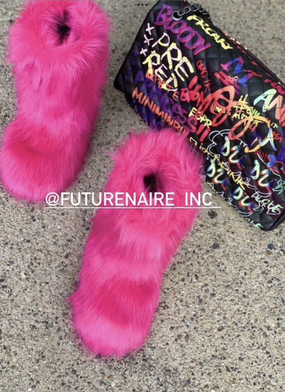 Pink Vegan Fur Boots 