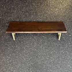 Wood Shelve - Farmhouse Walnut Color Brass Legs