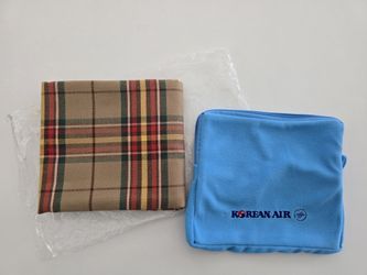 Korean Air Travel Blanket In Pouch New In Bag