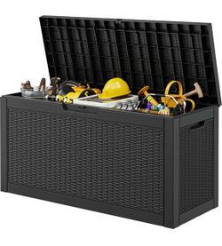 Assembled New Outdoor Storage Box Waterproof, 80 Gallon Deck Box for Patio Storage