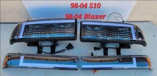 98-04 Chevrolet S10 Blazer LED DRL Headlights Luces Micas Calaveras Faros Faroles Focos Chevy Headlamps