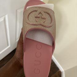 Pink Glitter Gucci Slides 