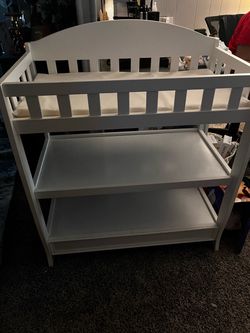 White Baby Changing Table with Shelves