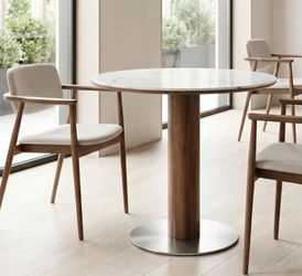 HL0406AB 31.5" Modern Dining Table, Round Kitchen Table with Sintered Stone Top