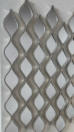 Wave Metal Wall Mirrors - Brushed Silver (Set of 6 or Set of 3)
