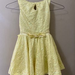 Weissman Dance Recital Costume IC Child 7/8 Yellow Sleeveless Sequin Dress Tulle
