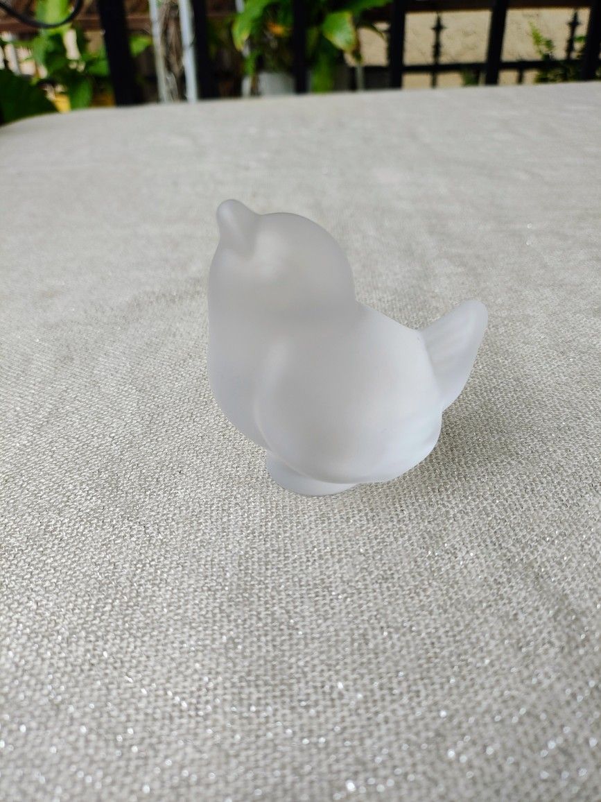 Frosted Satin Glass Bird Paperweight Figurine