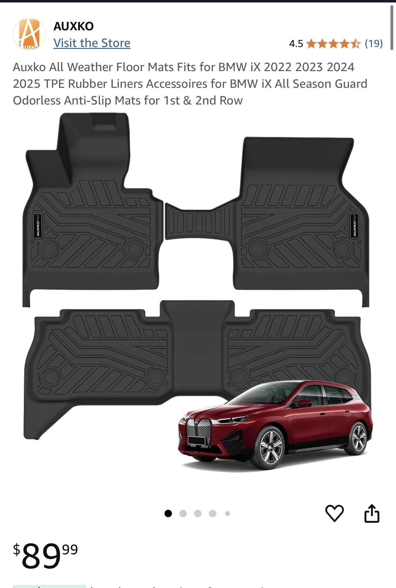 All Weather Floor Mats Fits for BMW iX 2022 2023 2024 2025 TPE Rubber Liners Accessoires for BMW iX All Season Guard Odorless Anti-Slip Mats for 1st &