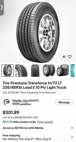 Firestone Transforce HT2 Tire 235/85/R16