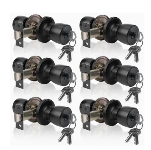 Matte Black Knob Lock With Keys