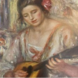 GIRL WITH A MANDOLIN, 1918 Pierre-Auguste Renoir Fine Art Print 1950’s Vintage Original Yugoslavia Printed Collectible Impressionist Artist Ephemera