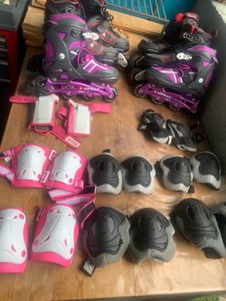 Roller blades with safety equipment