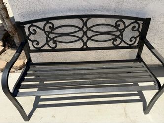 Black Metal Outdoor Patio Bench