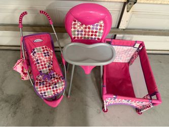 Graco 3-Piece Baby Doll Nursery Play-set! Matching Stroller, High Chair, & Pack 'n Play