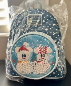 Loungefly Disney Snow Globe Mickey & Minnie Snowman Mini Backpack