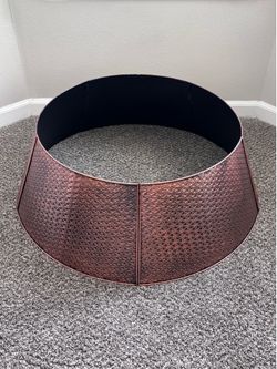 Lanpn 36” Metal Christmas Tree Collar – Copper Tree Stand Cover