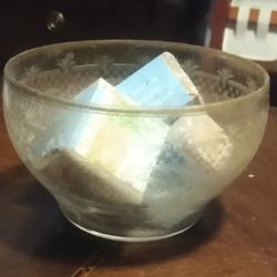 Etched French Glass Bowl