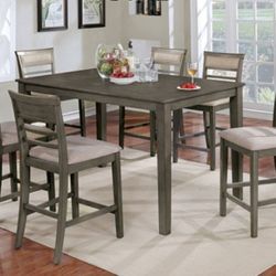 Brand New Grey & Beige 7pc Counter Height Dining Table Set 