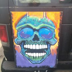 Neon Skull Painting