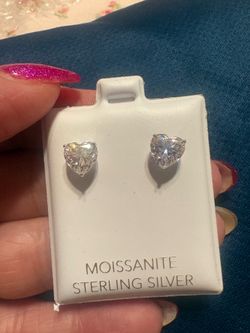 Sterling silver Moissanite Heart Shaped earrings
