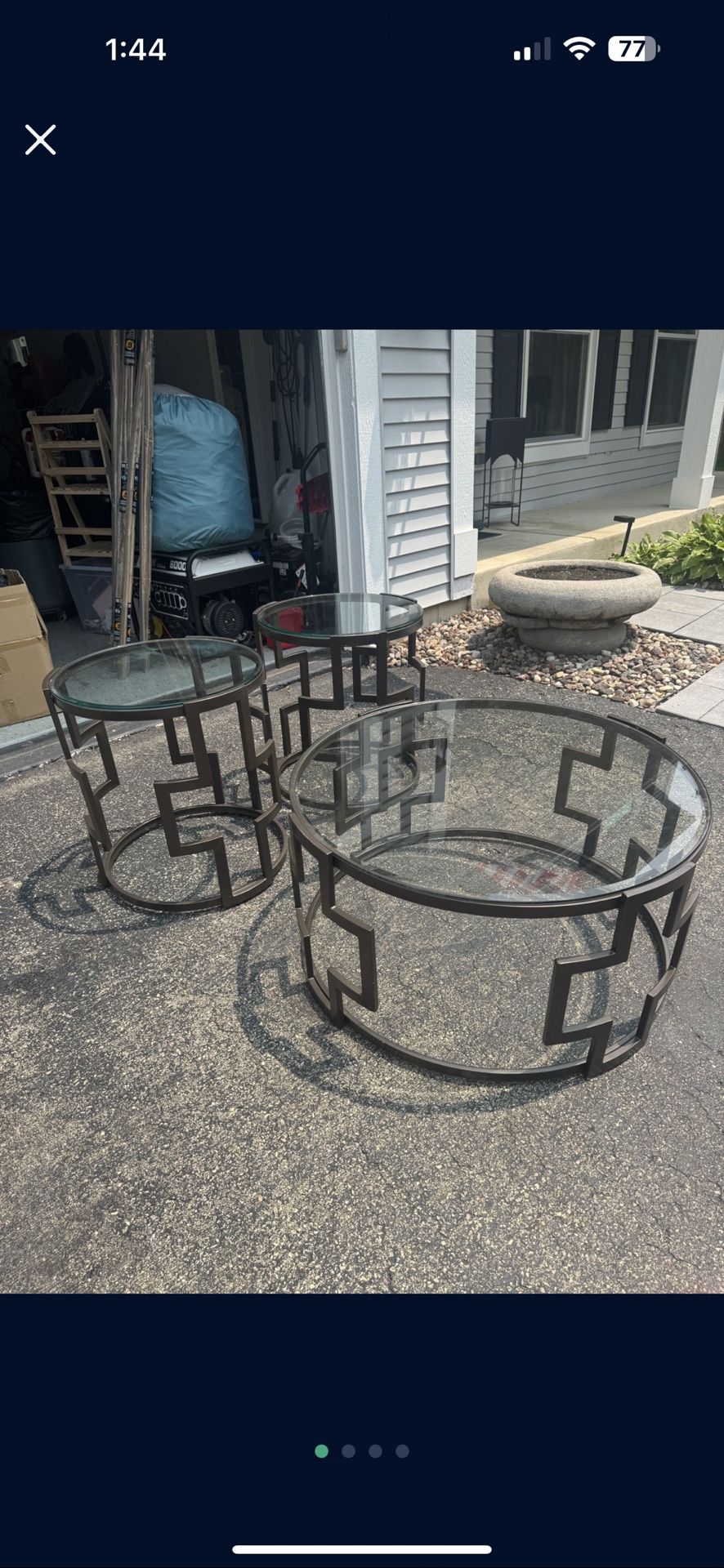 GLASS TABLE SET COFFEE 3 SET PIECE