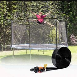 Trampoline Sprinkler for Kids, Outdoor Trampoline Backyard Water Park Fun Summer Toys for Boys Girls (Black, 39ft)